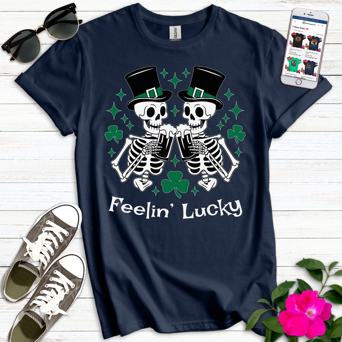 Skeleton Feelin' Lucky T-Shirt