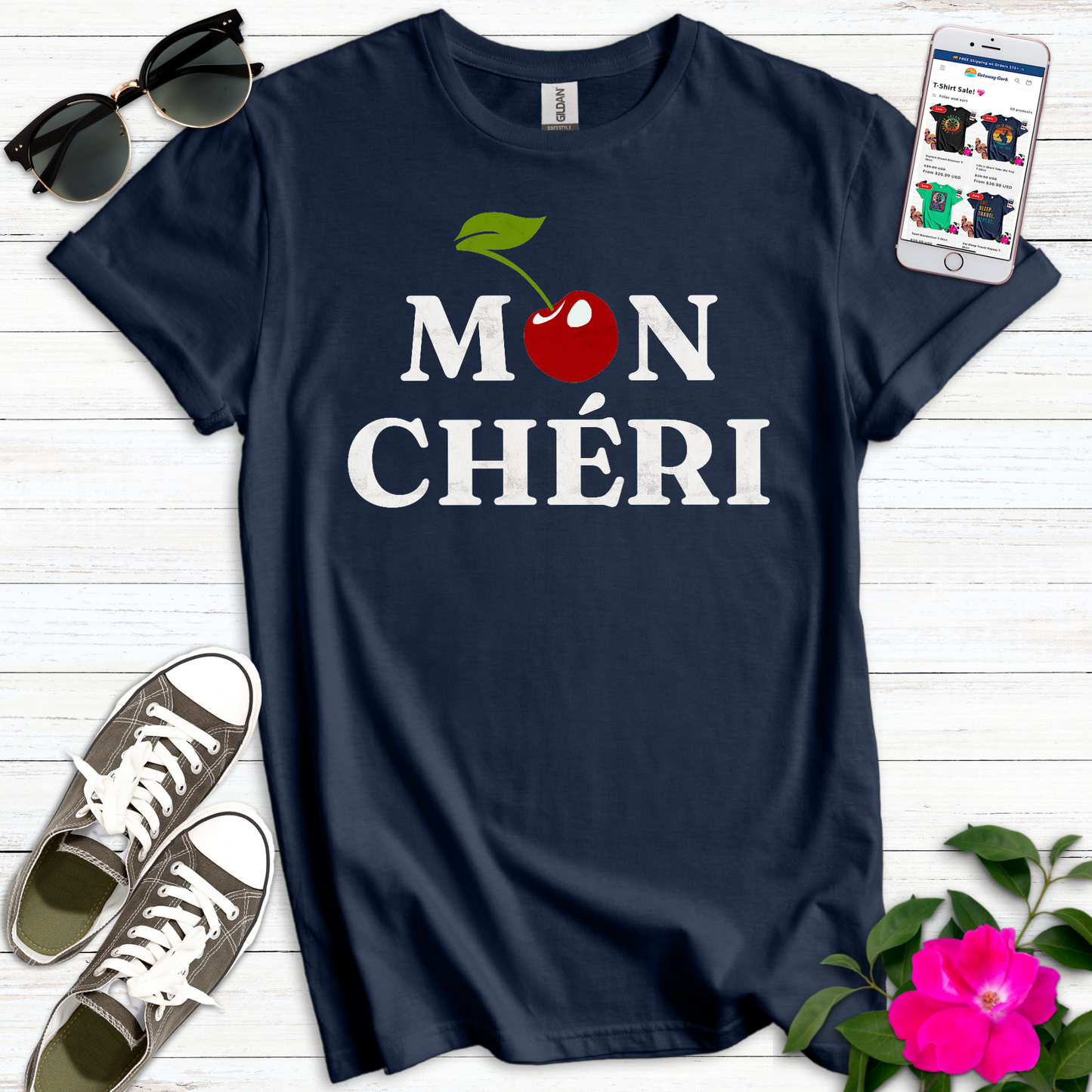 Mon Cheri Distressed Style T-Shirt