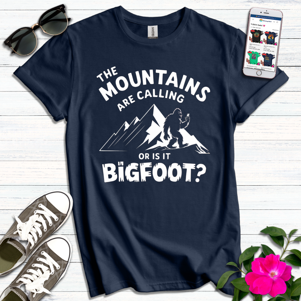 Mountains Bigfoot Calling Minimalist T-Shirt