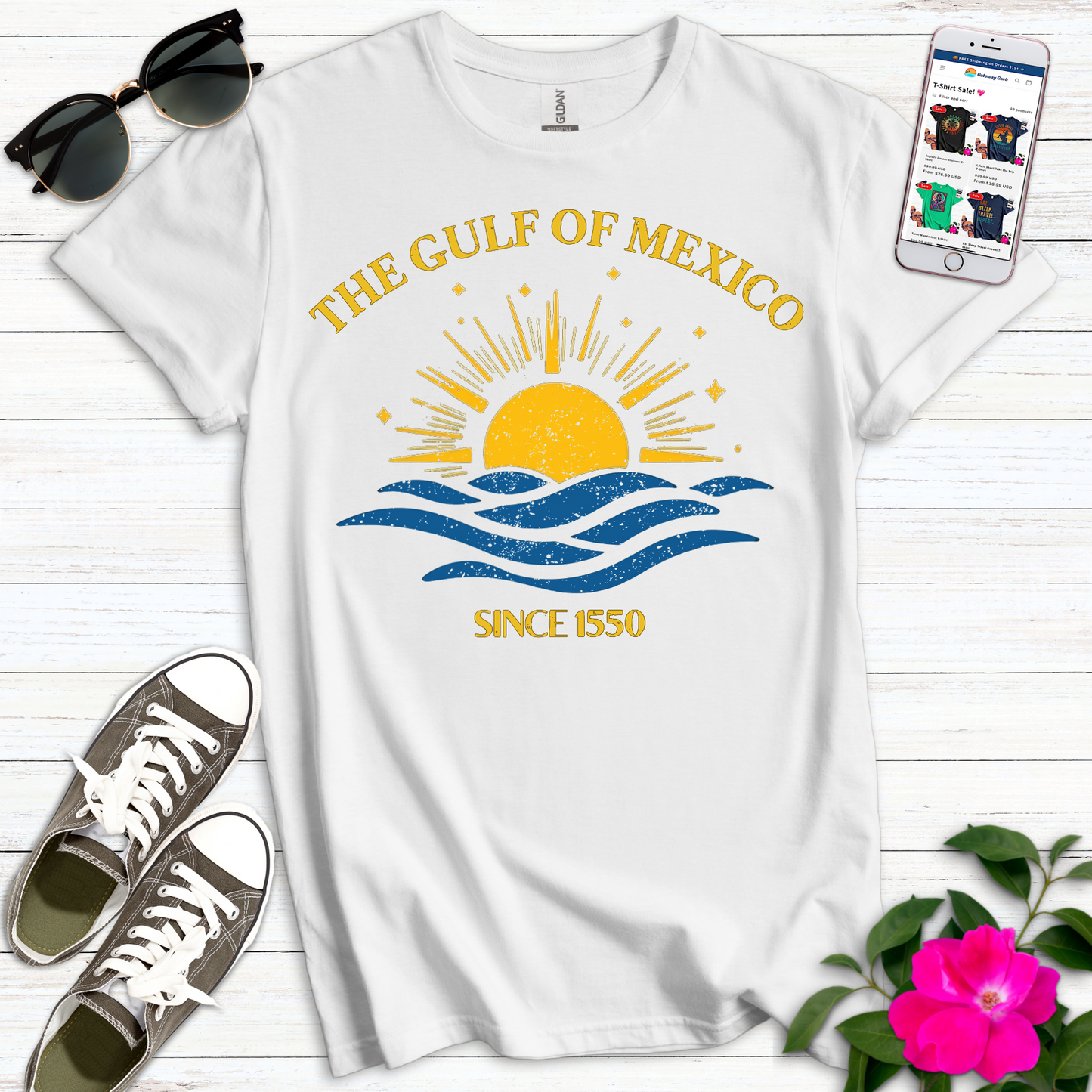 Gulf Distressed Sun Waves T-Shirt