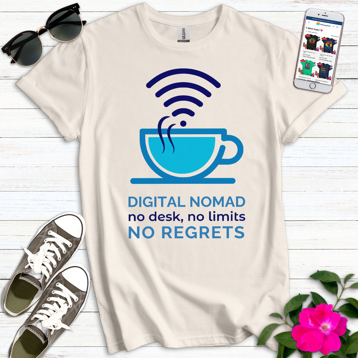 Digital Nomad Coffee Blues T-Shirt