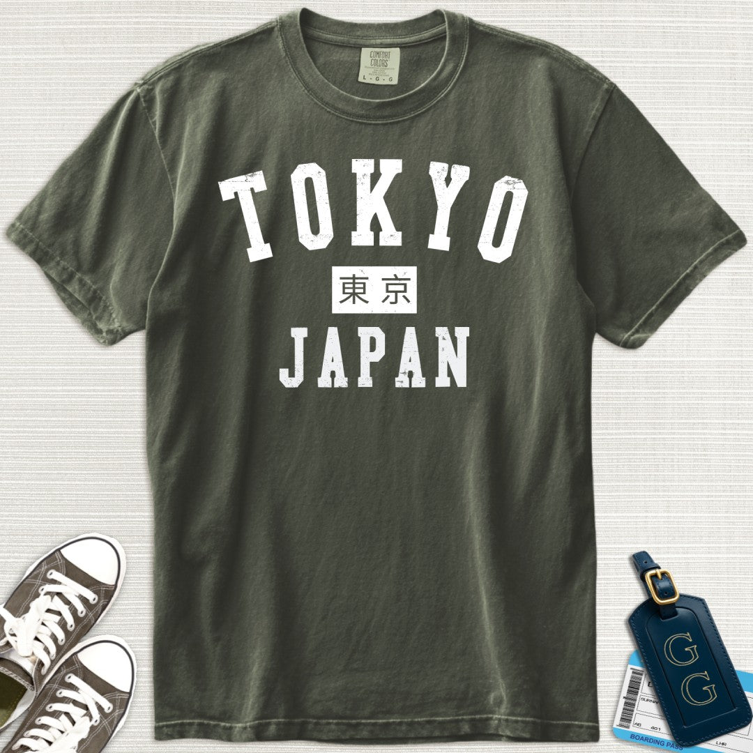 Tokyo Kanji Varsity Distressed T-Shirt
