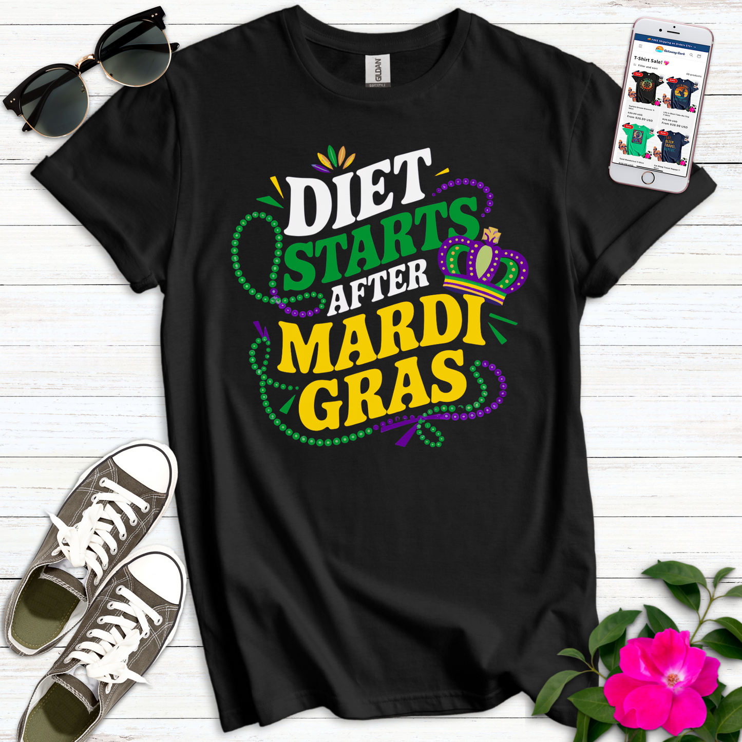 Diet Starts Mardi Gras T-Shirt