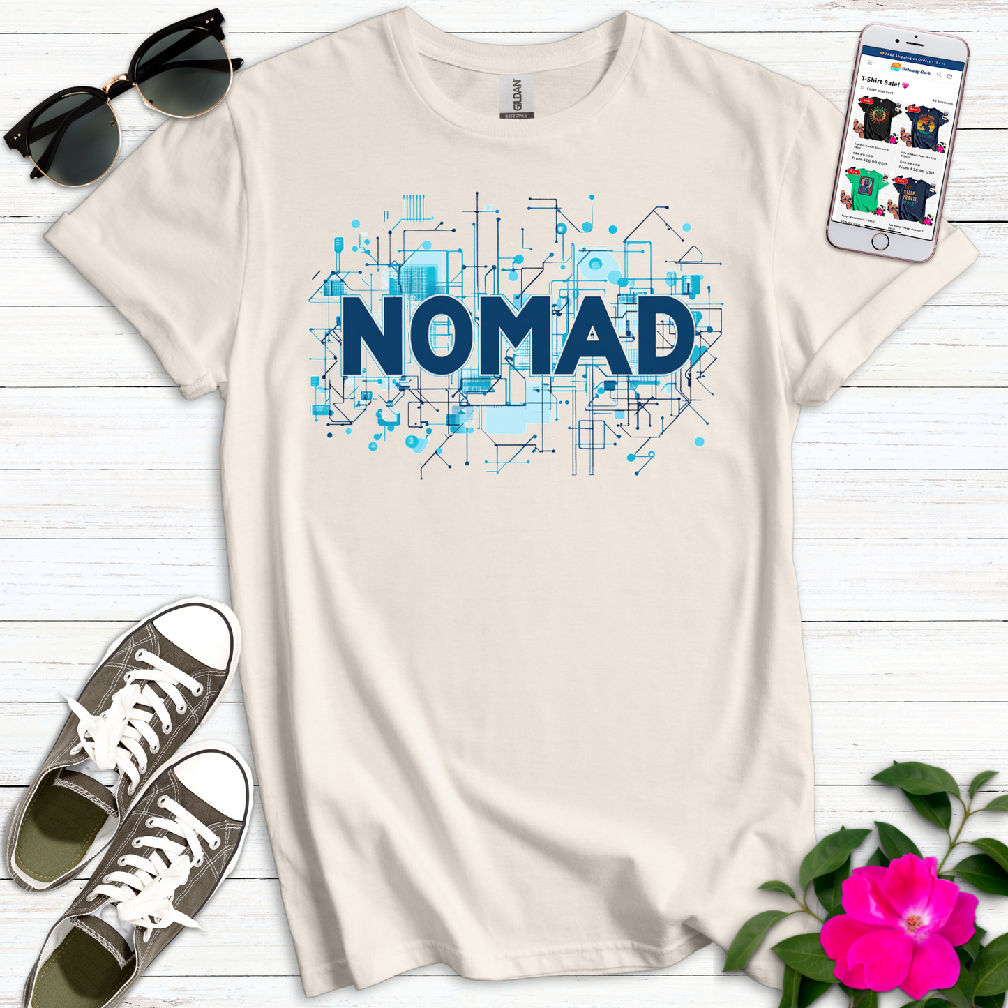 Blue Circuit Digital Nomad T-Shirt