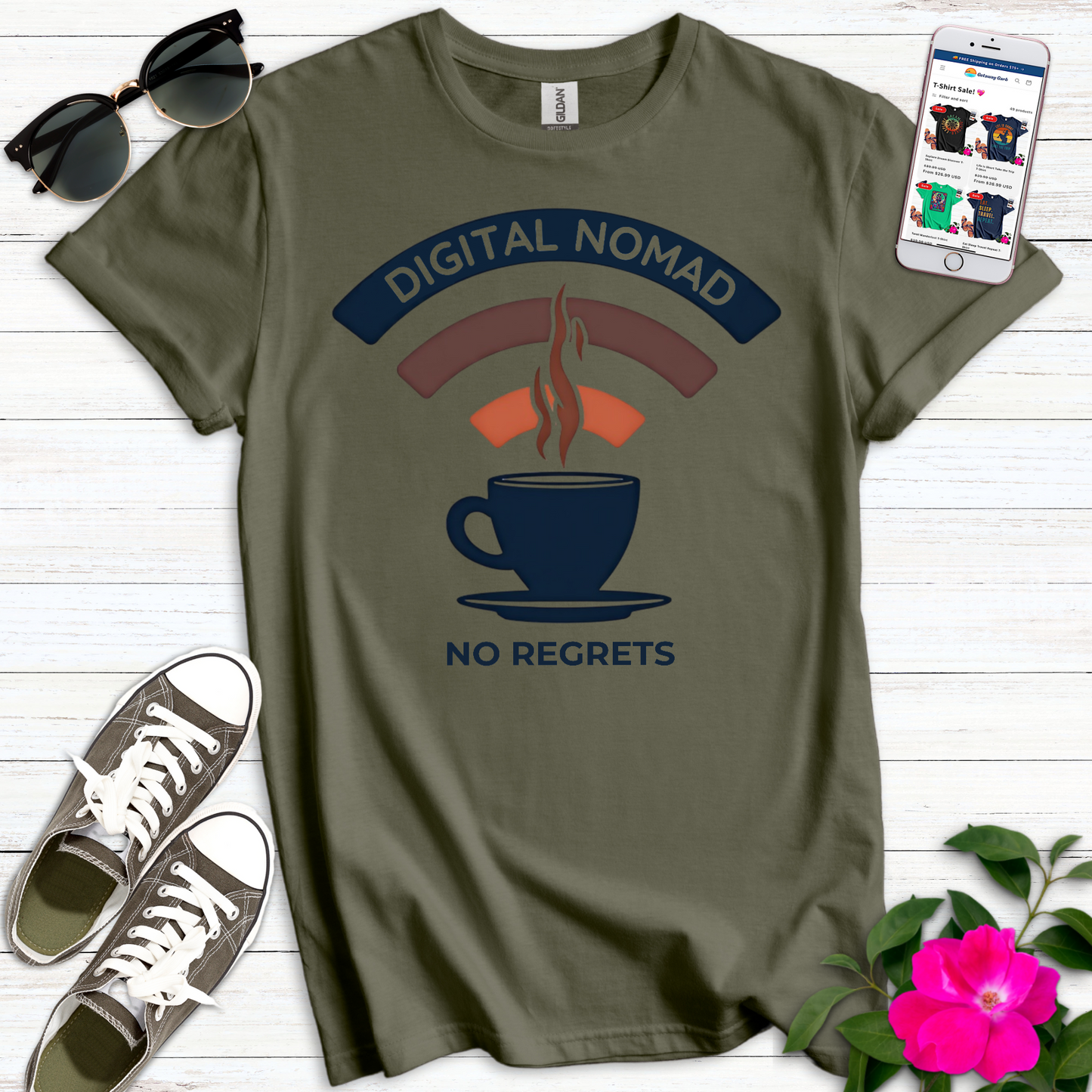 Modern Digit Nomad Coffee T-Shirt