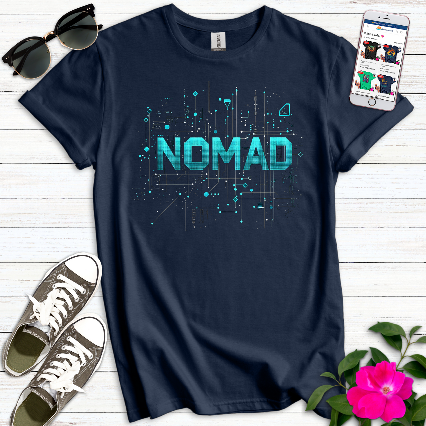 Electric Blue Digital Nomad T-Shirt