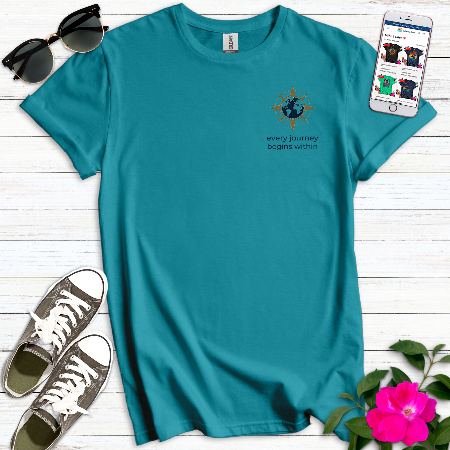 Journey Begins Within - Minimalist Pocket Design T-Shirt