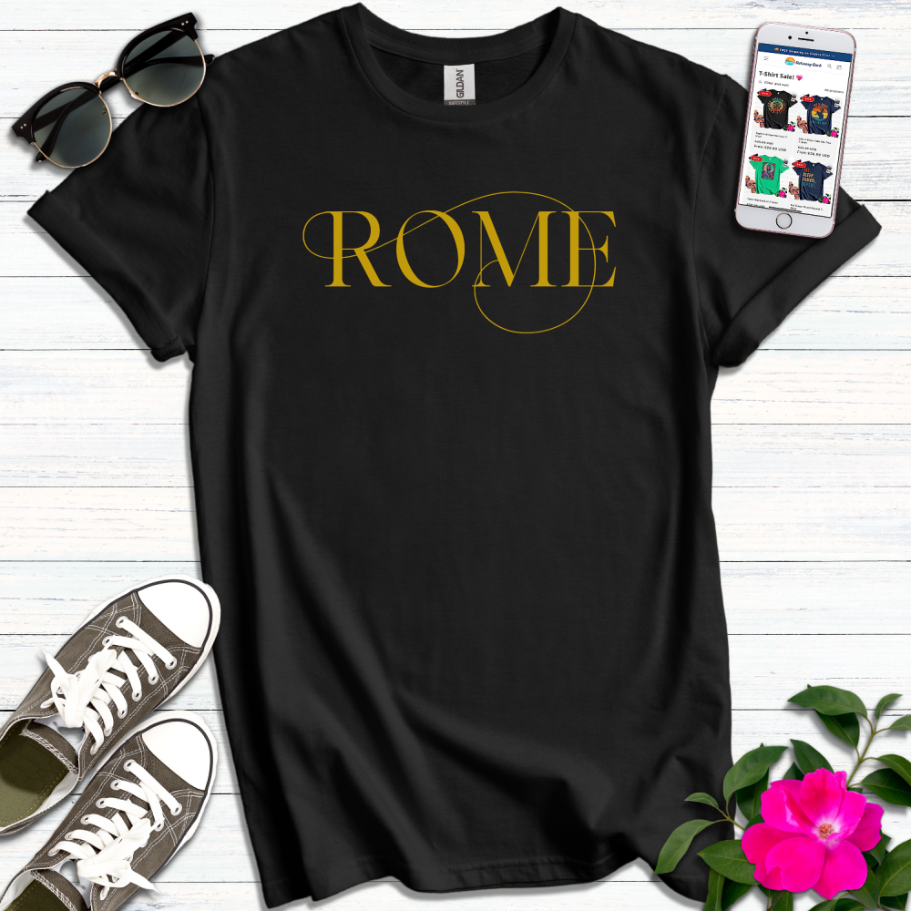 Rome Gold Typography T-Shirt