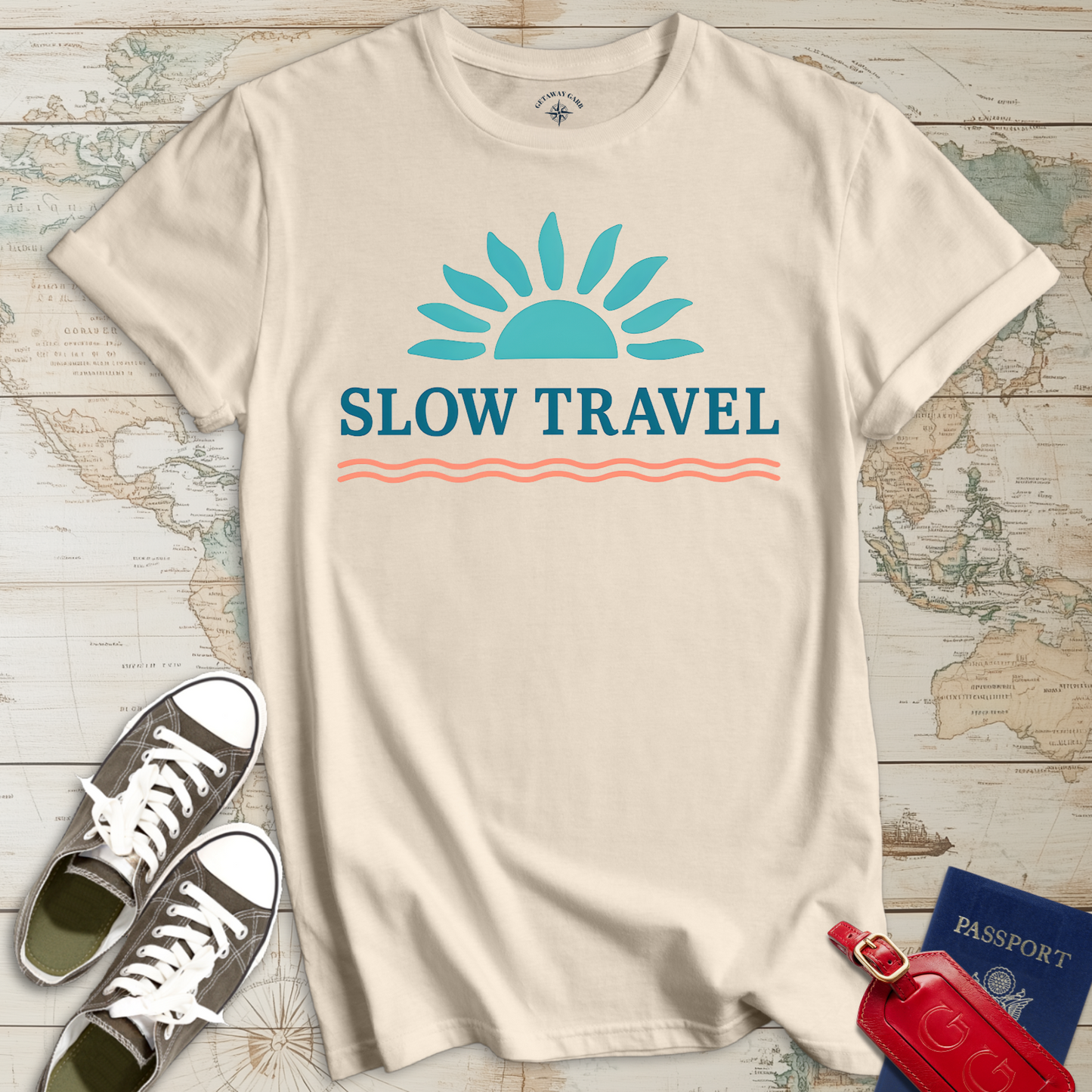 Slow Travel Aqua Teal T-Shirt