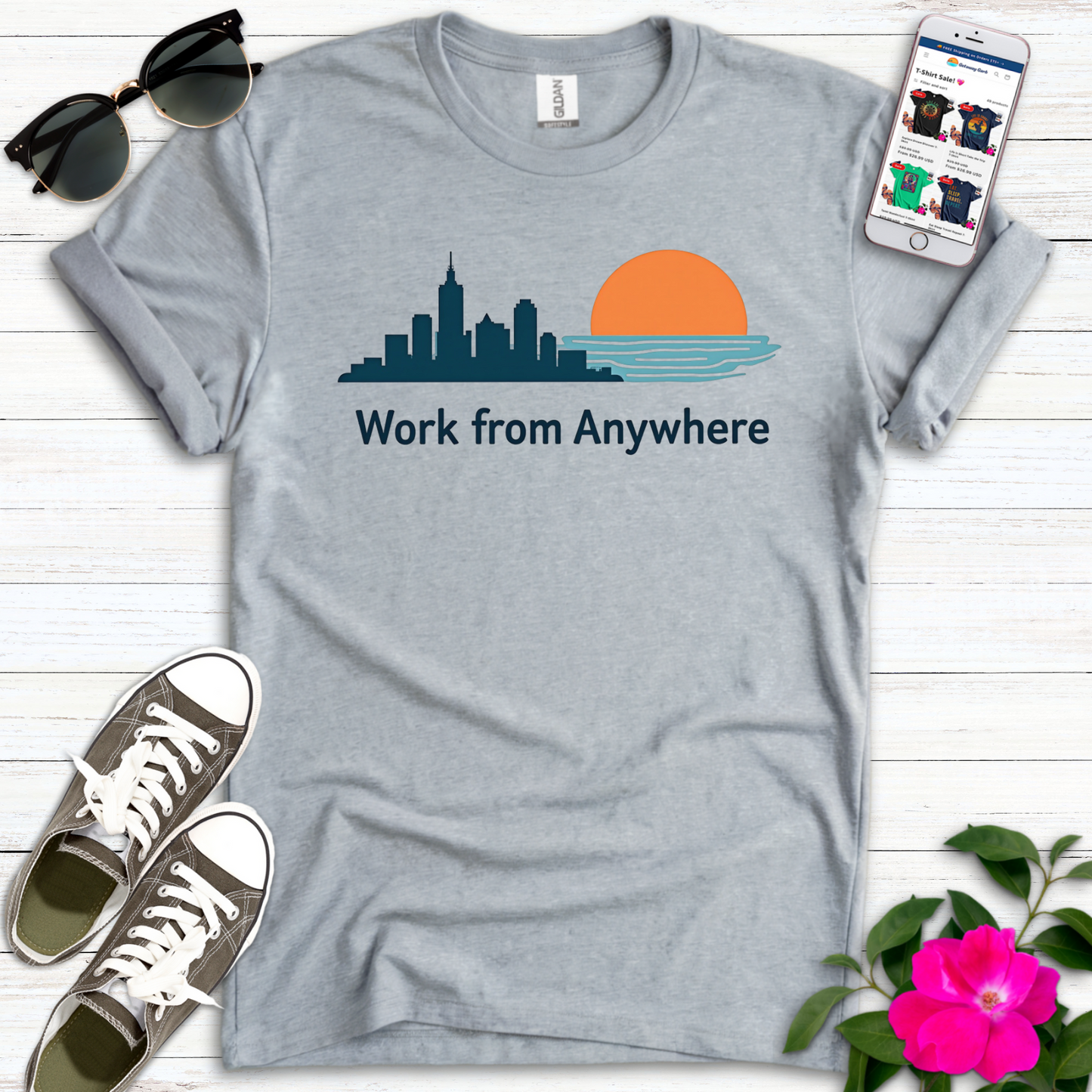 Work from Anywhere Minimalist Graphic T-Shirt