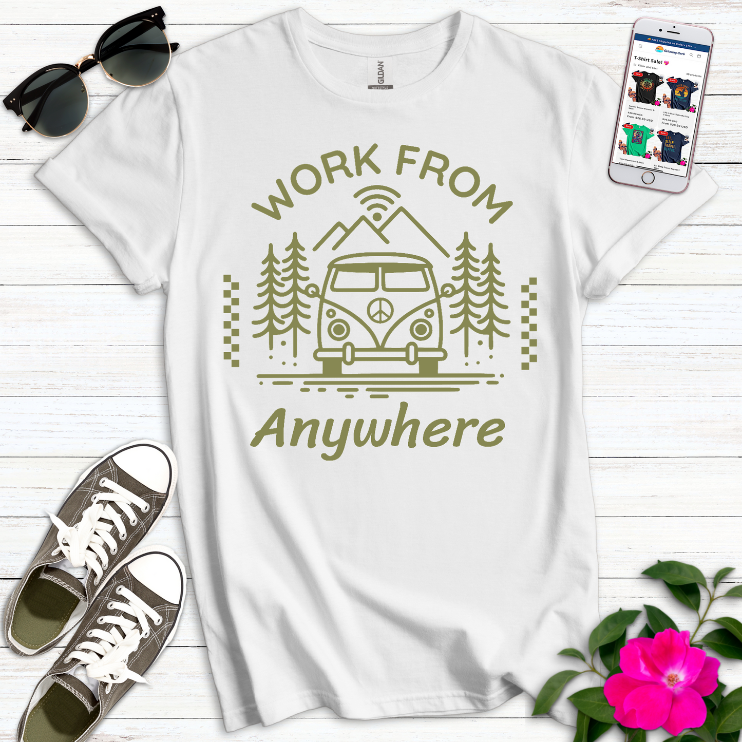 Work From Anywhere Olive T-Shirt