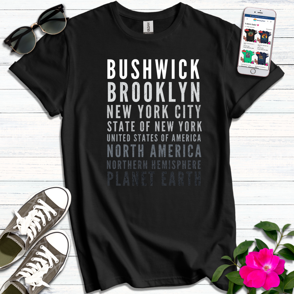 Bushwick Brooklyn Distressed Monochrome T-Shirt