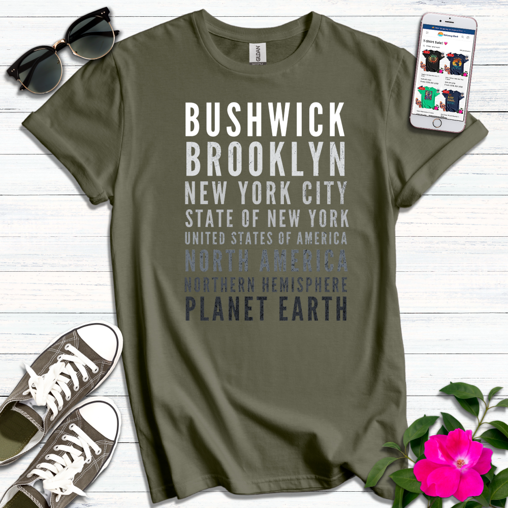 Bushwick Brooklyn Distressed Monochrome T-Shirt