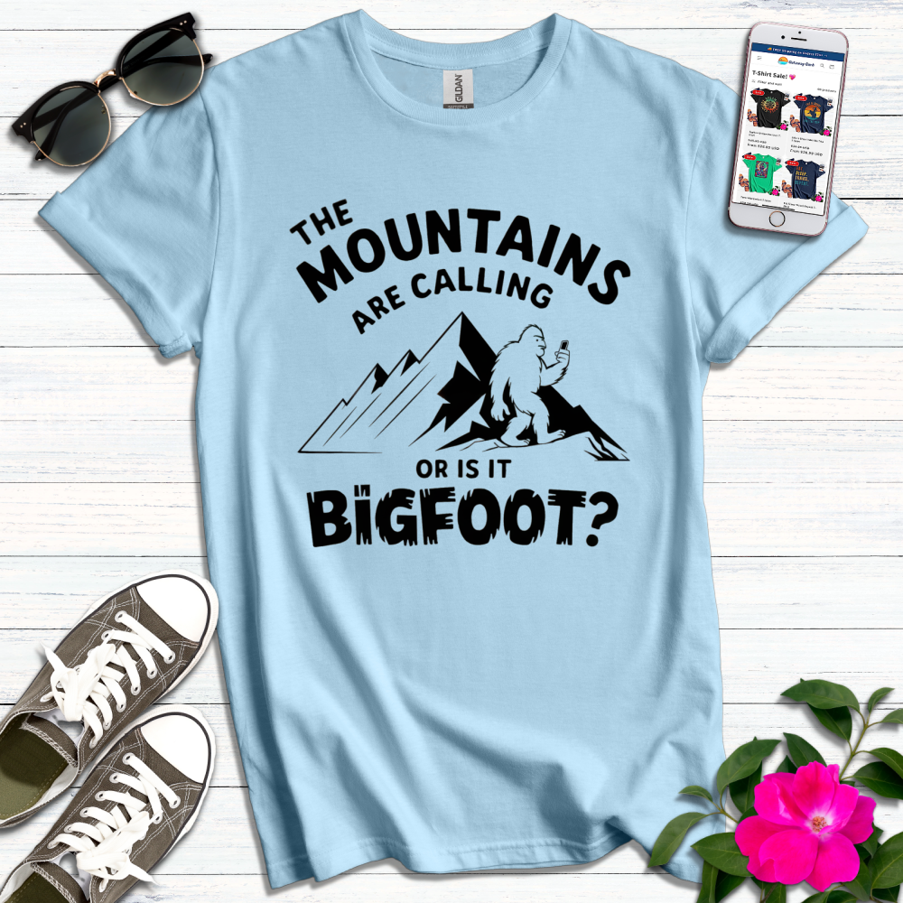 Mountains Bigfoot Calling Minimalist T-Shirt