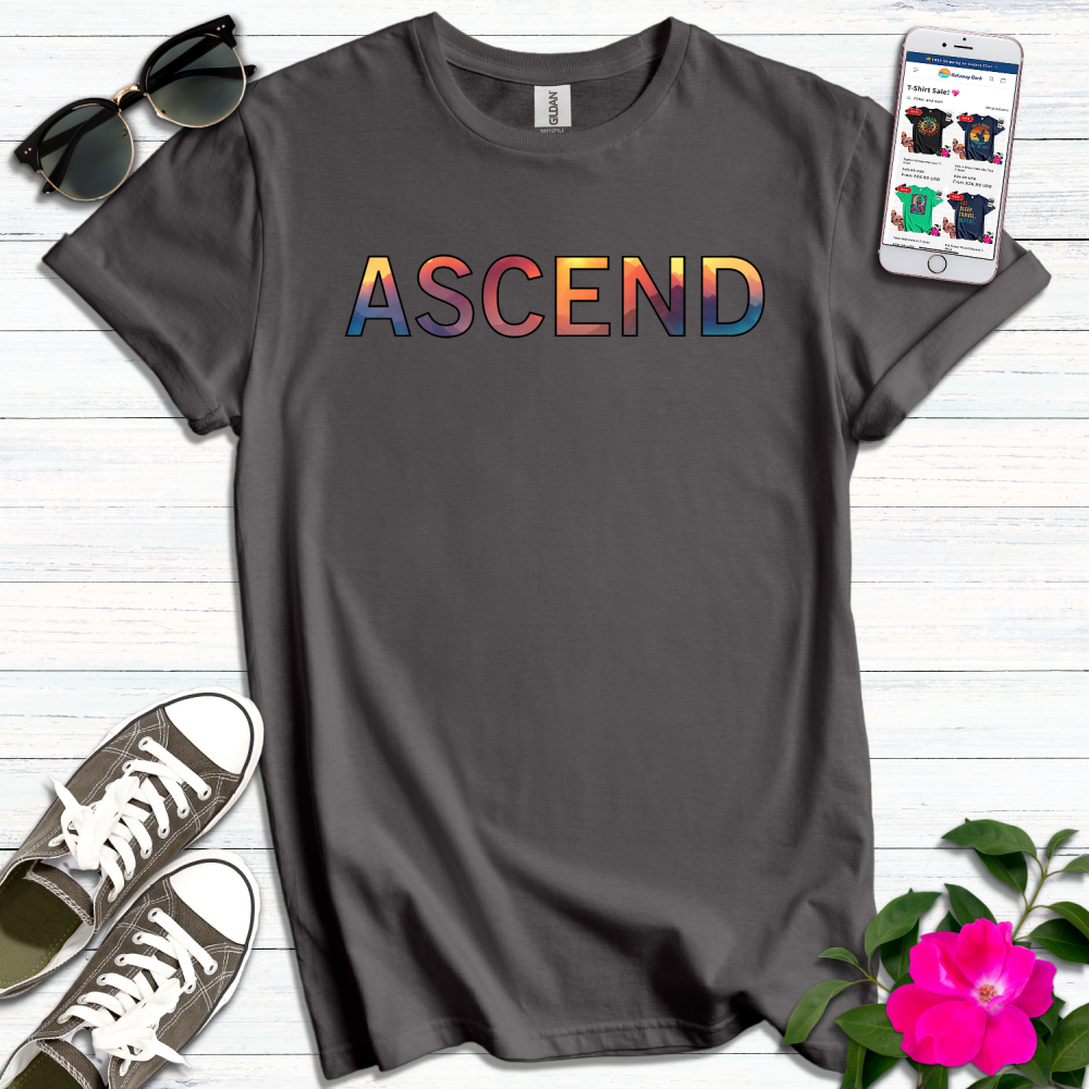 Ascend Mountain Sunset Letters T-Shirt