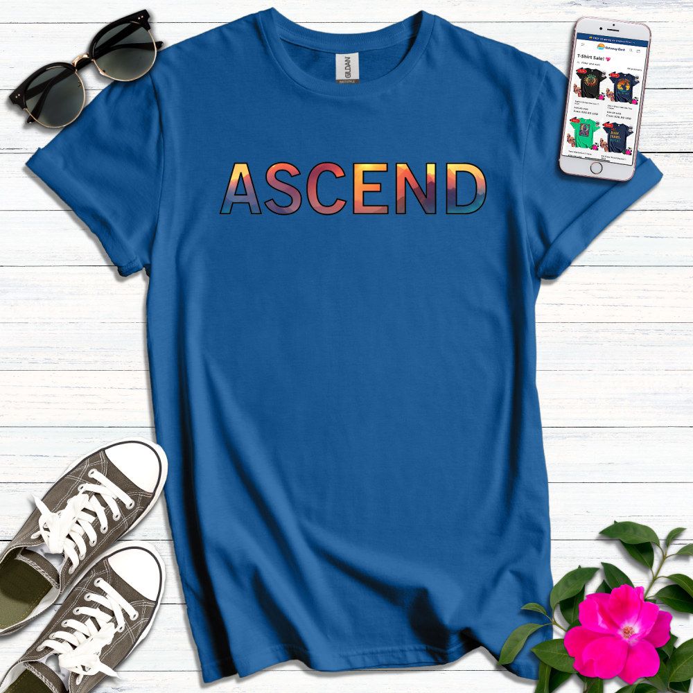 Ascend Mountain Sunset Letters T-Shirt