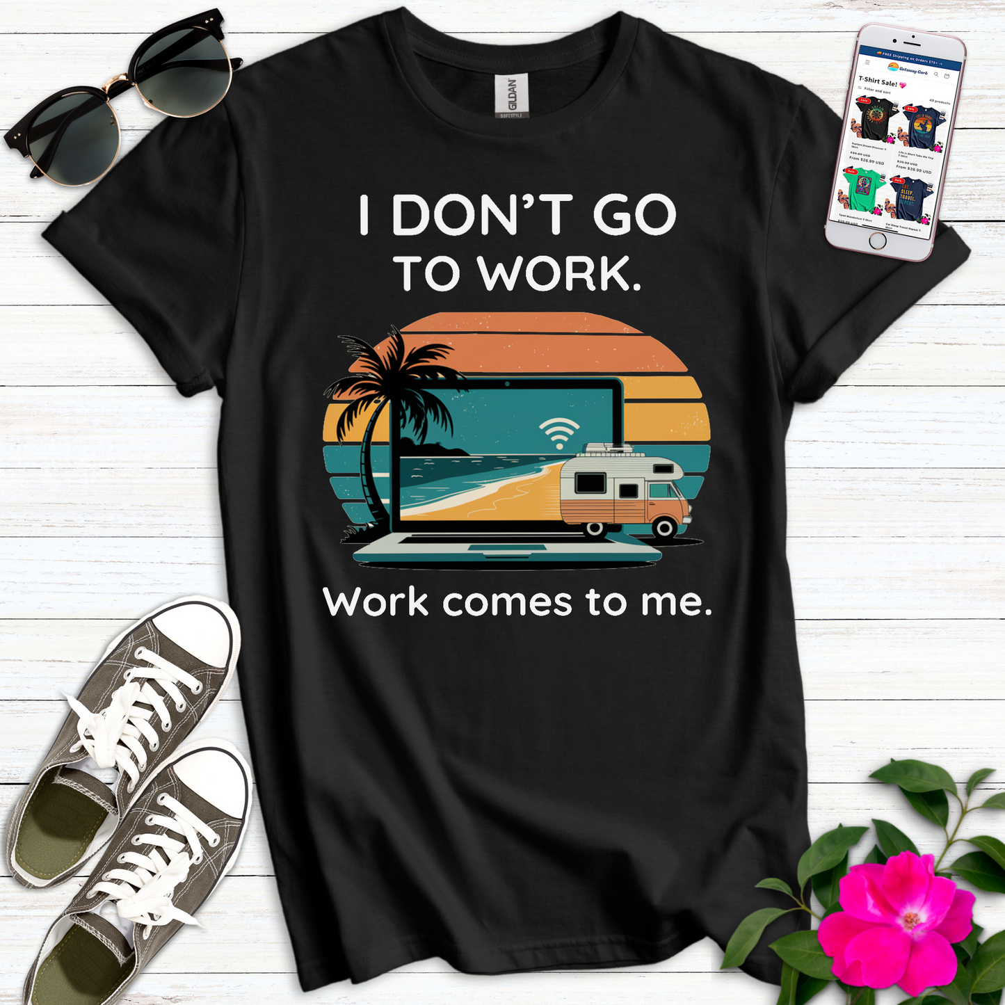 Work Comes to Me Camper T-Shirt