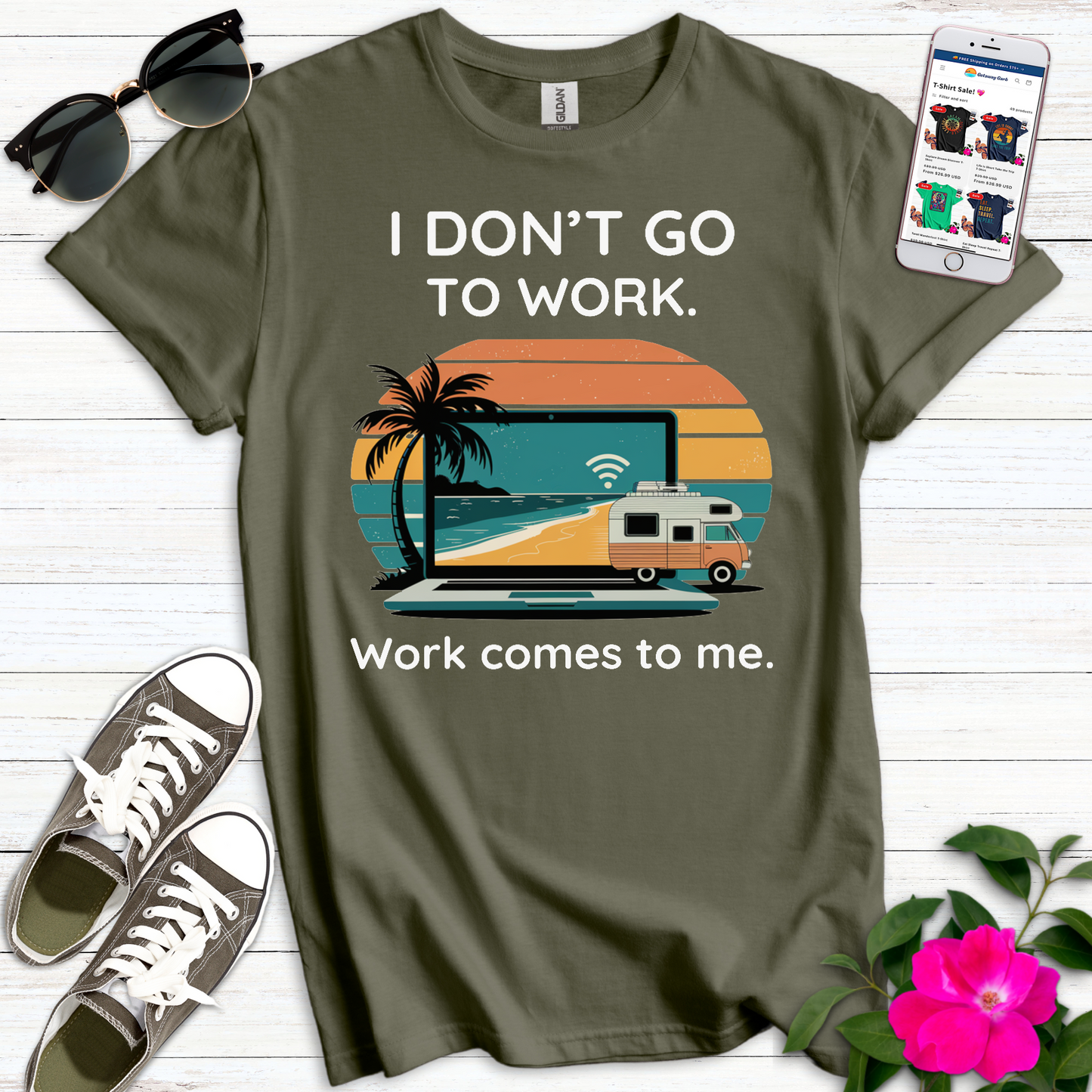 Work Comes to Me Camper T-Shirt