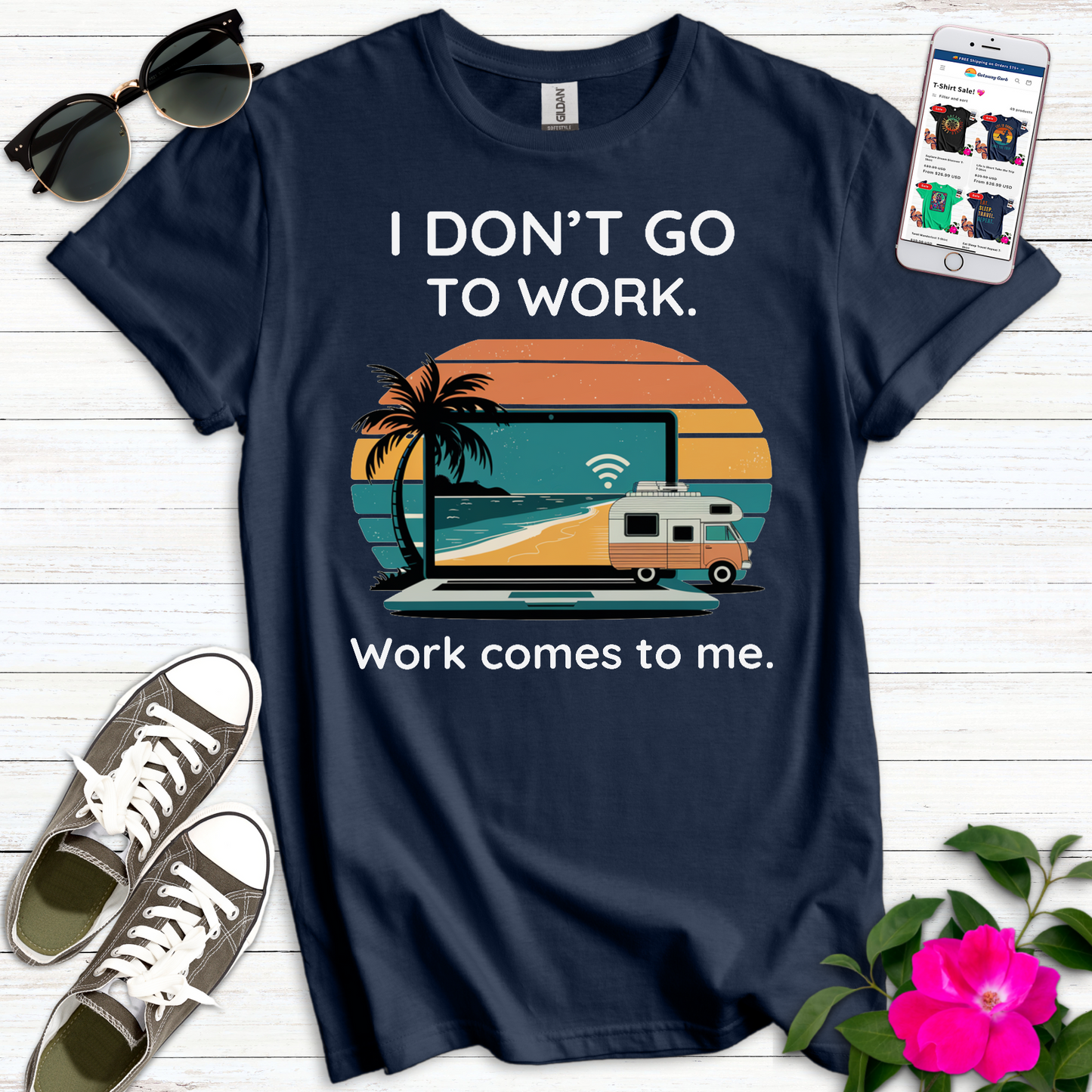 Work Comes to Me Camper T-Shirt
