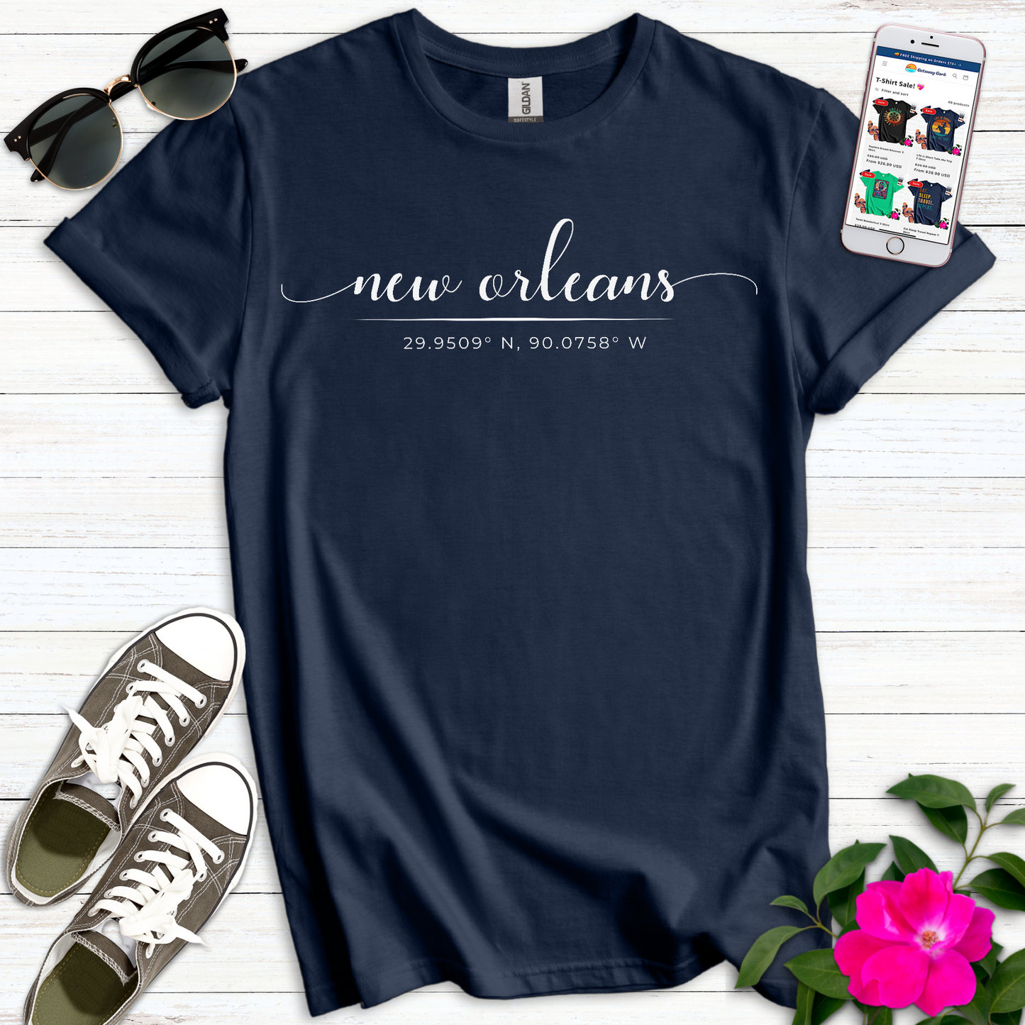 New Orleans Coordinates Elegant T-Shirt