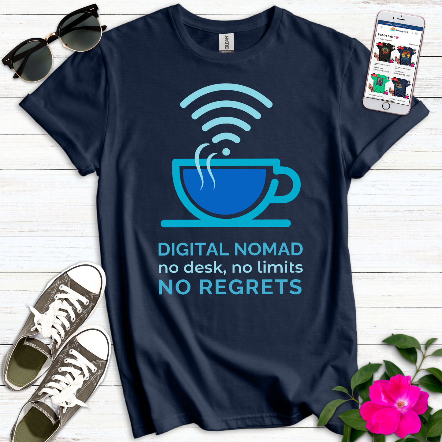 Digital Nomad Coffee Blues T-Shirt