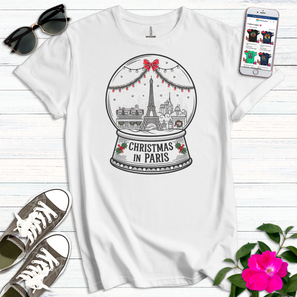 Paris Christmas Snowglobe T-Shirt