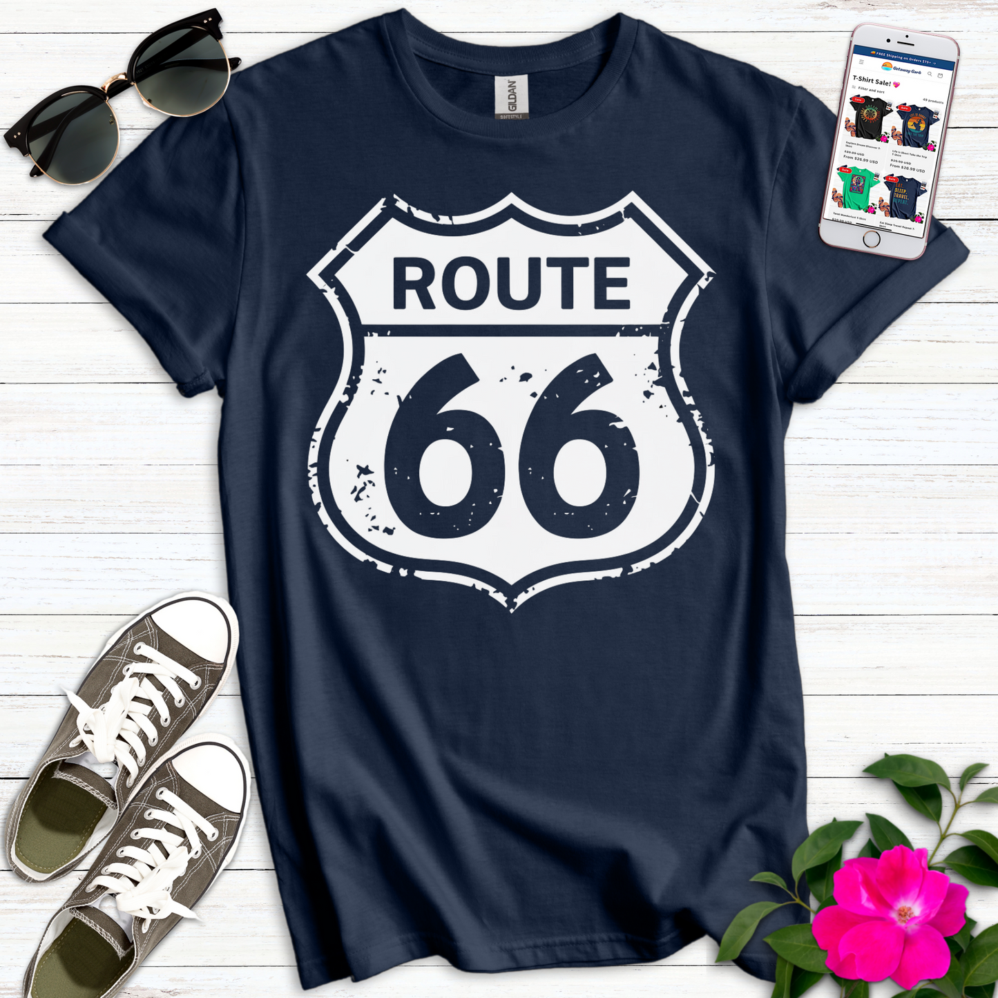 Classic Route 66 Distressed T-Shirt