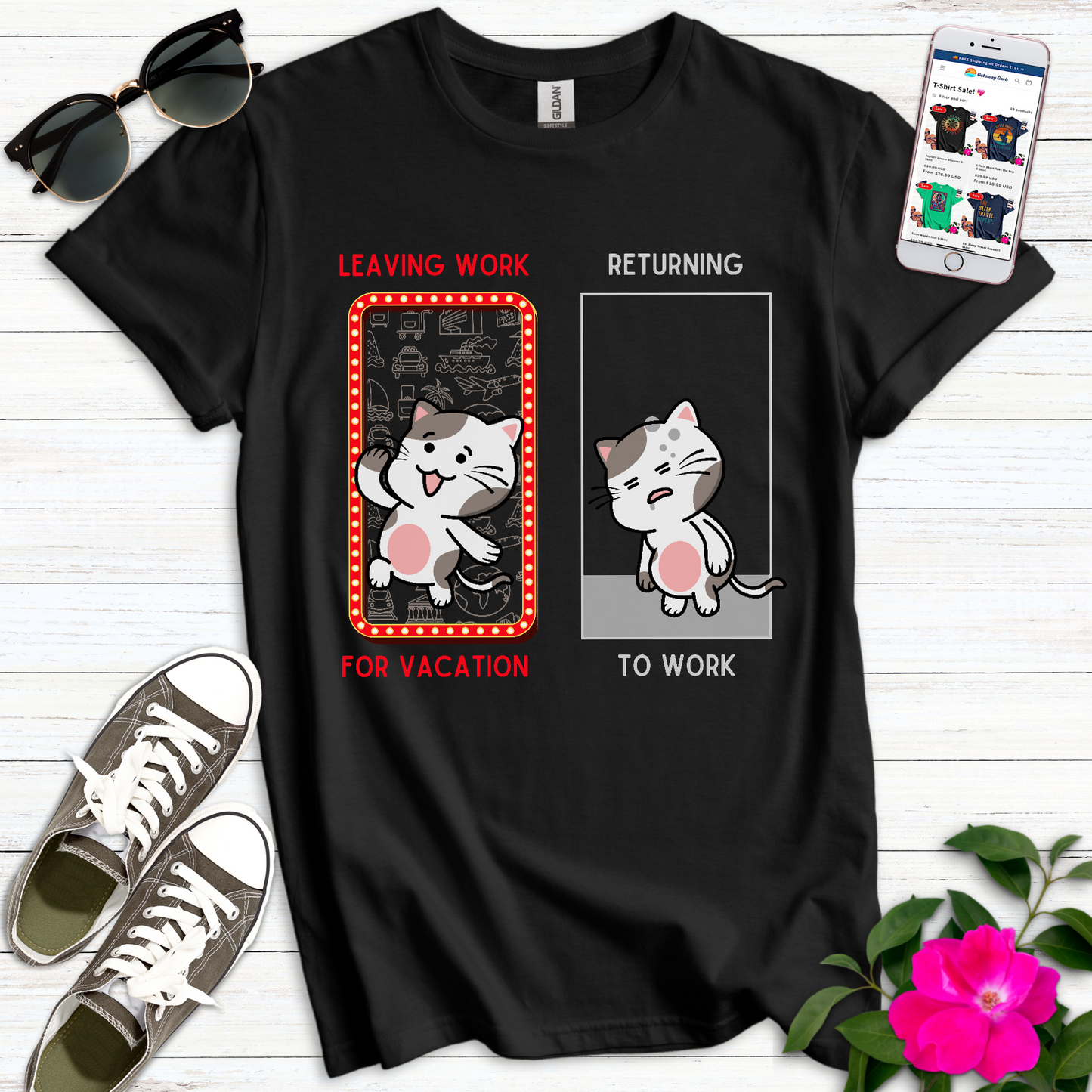Funny Leaving Work Cat T-Shirt