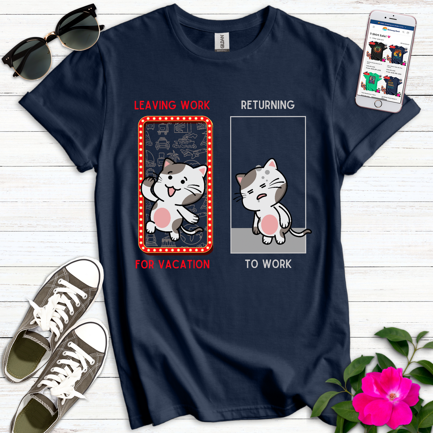 Funny Leaving Work Cat T-Shirt