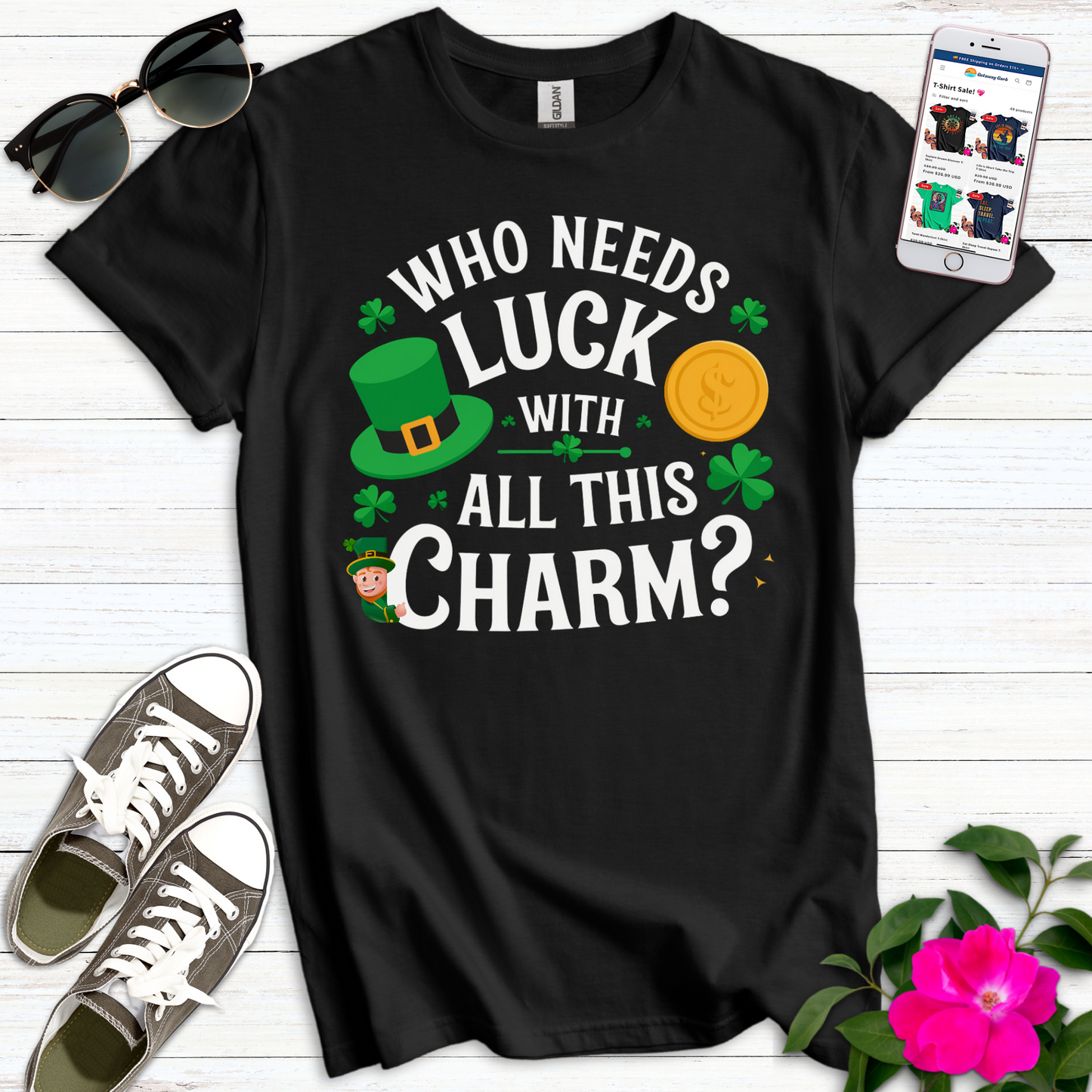 Who Needs Luck Charm T-Shirt