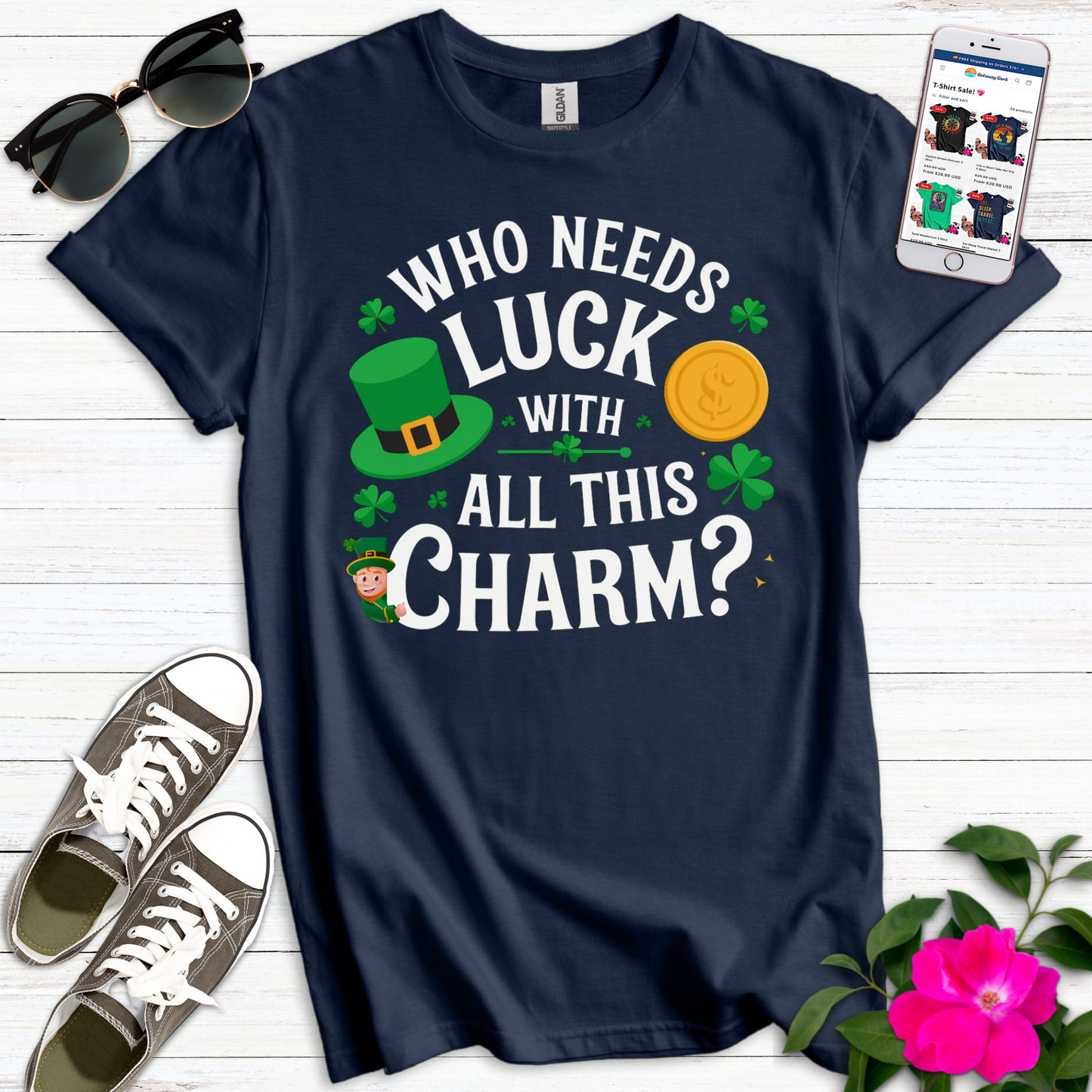 Who Needs Luck Charm T-Shirt