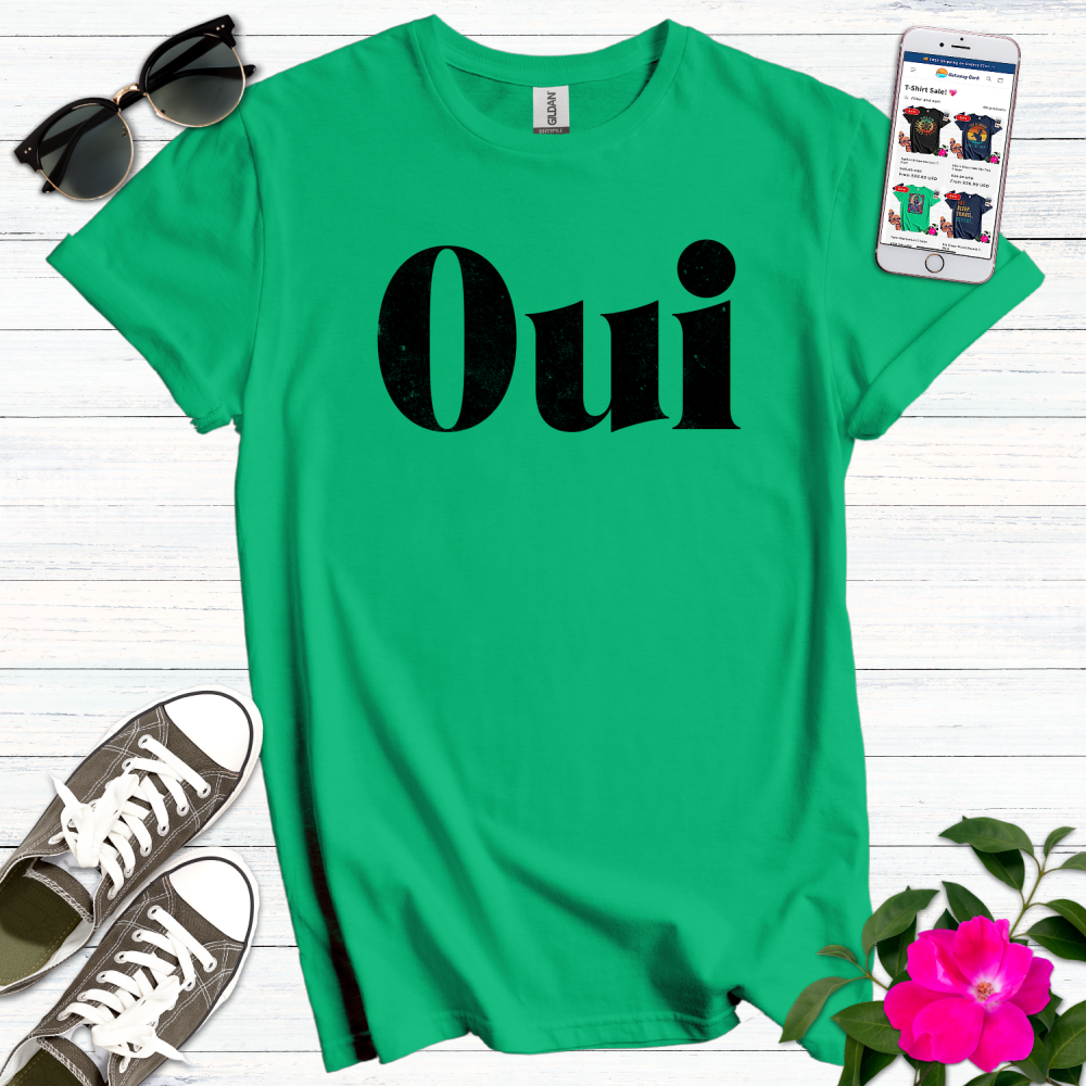 Distressed Black Oui T-Shirt