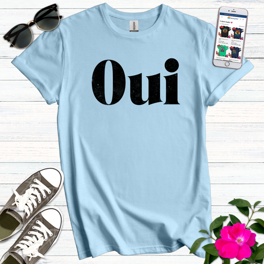 Distressed Black Oui T-Shirt