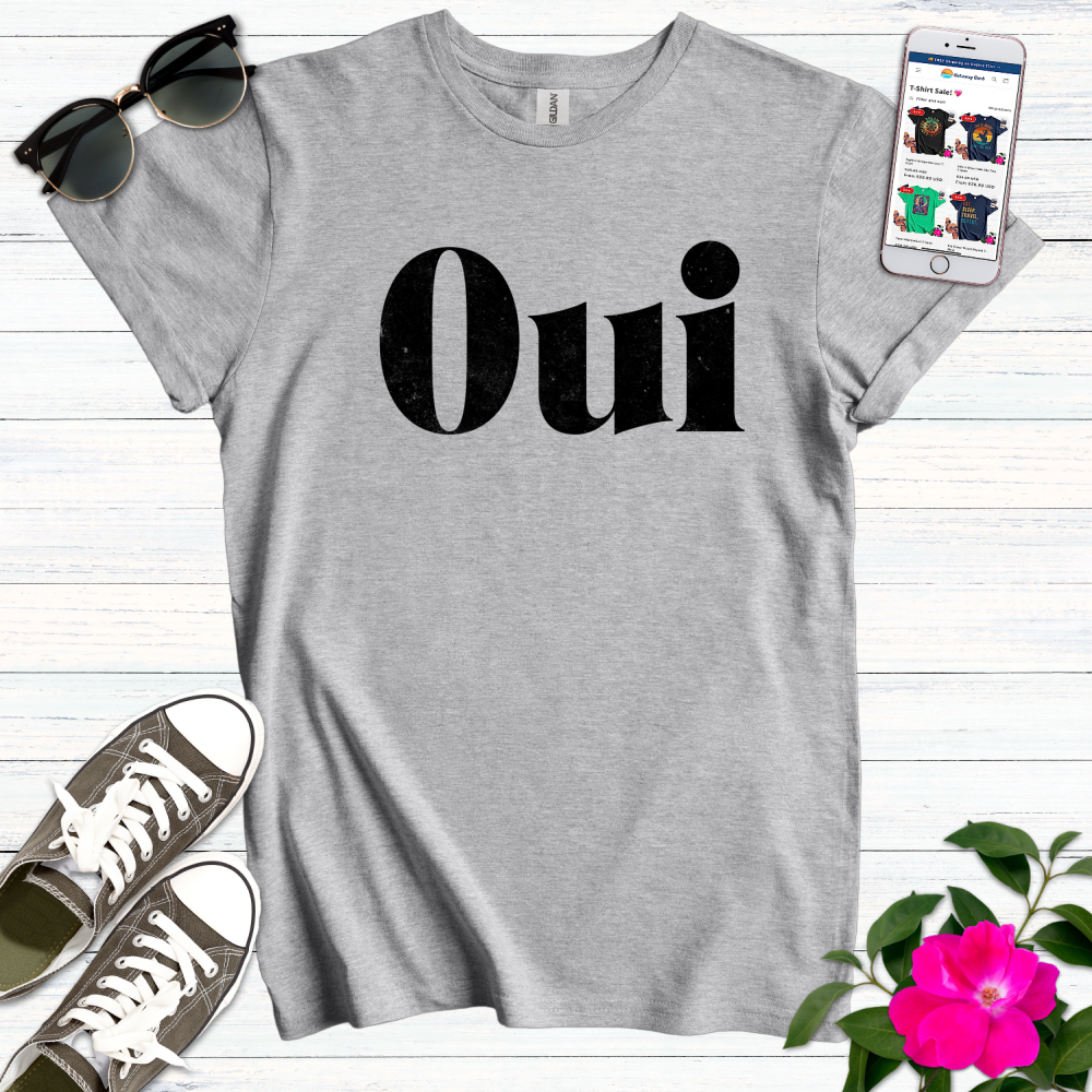 Distressed Black Oui T-Shirt