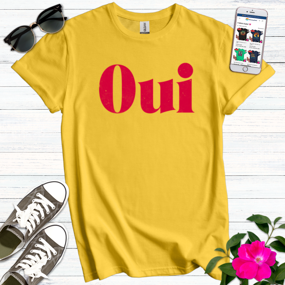 Distressed Red Oui T-Shirt