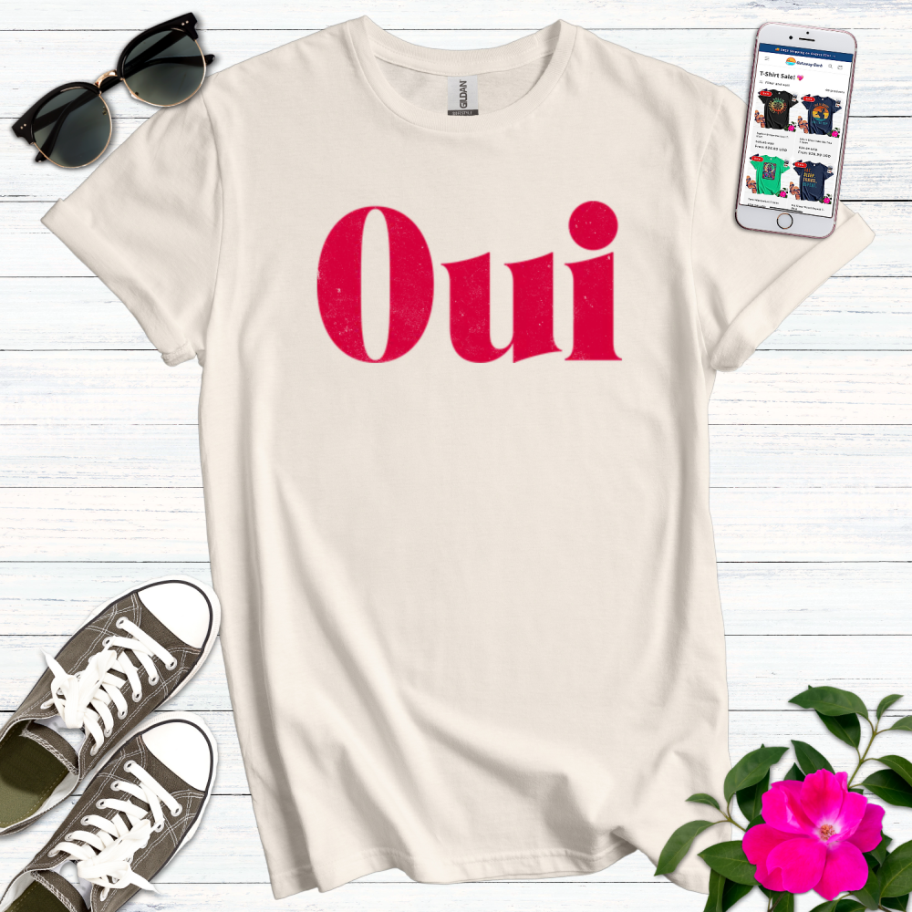 Distressed Red Oui T-Shirt