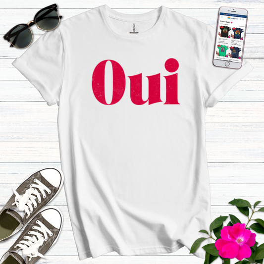 Distressed Red Oui T-Shirt