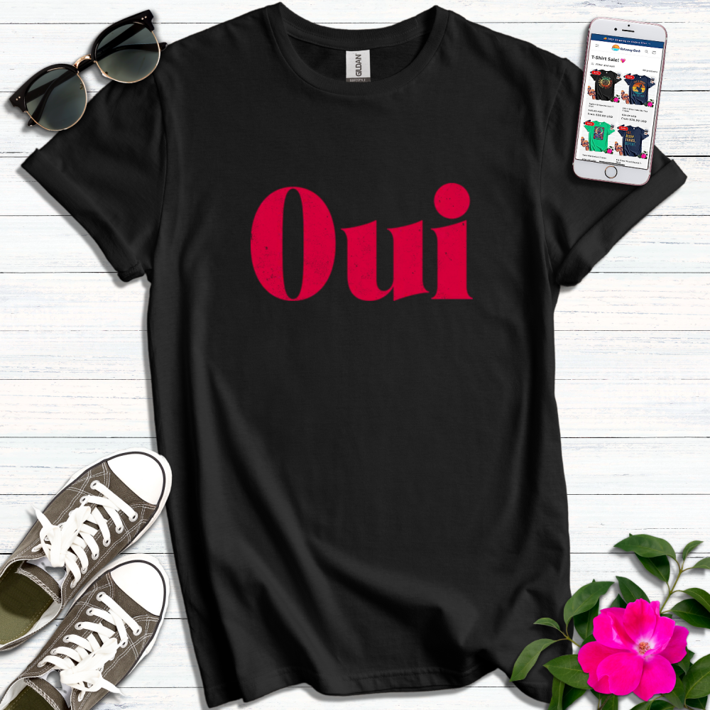 Distressed Red Oui T-Shirt