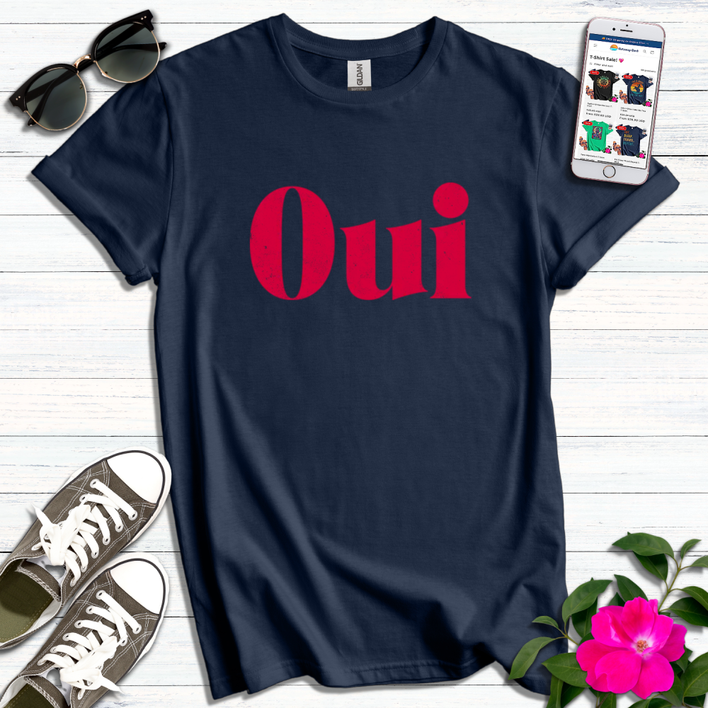 Distressed Red Oui T-Shirt