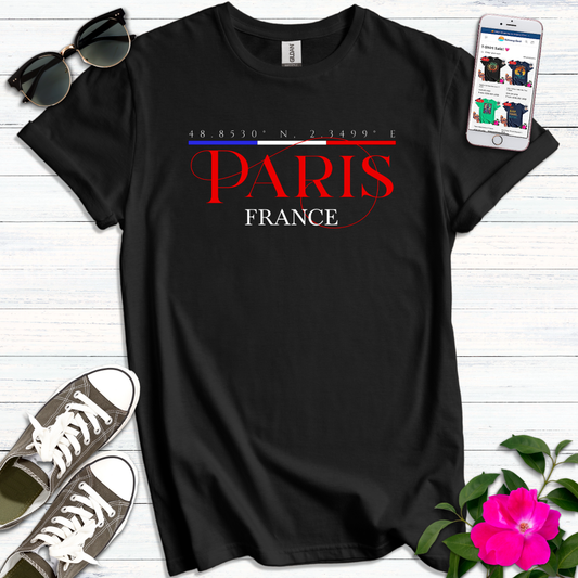 Paris Coordinates Typography T-Shirt