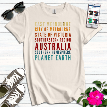 East Melbourne Distressed Retro Colors T-Shirt