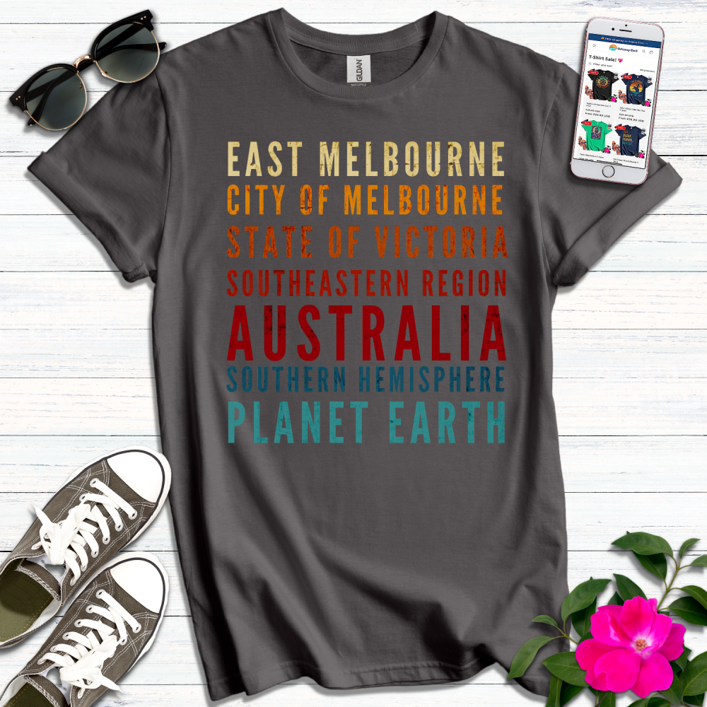 East Melbourne Distressed Retro Colors T-Shirt