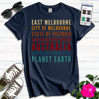 East Melbourne Distressed Retro Colors T-Shirt