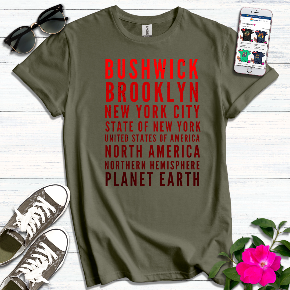 Bushwick Brooklyn Red Gradient T-Shirt