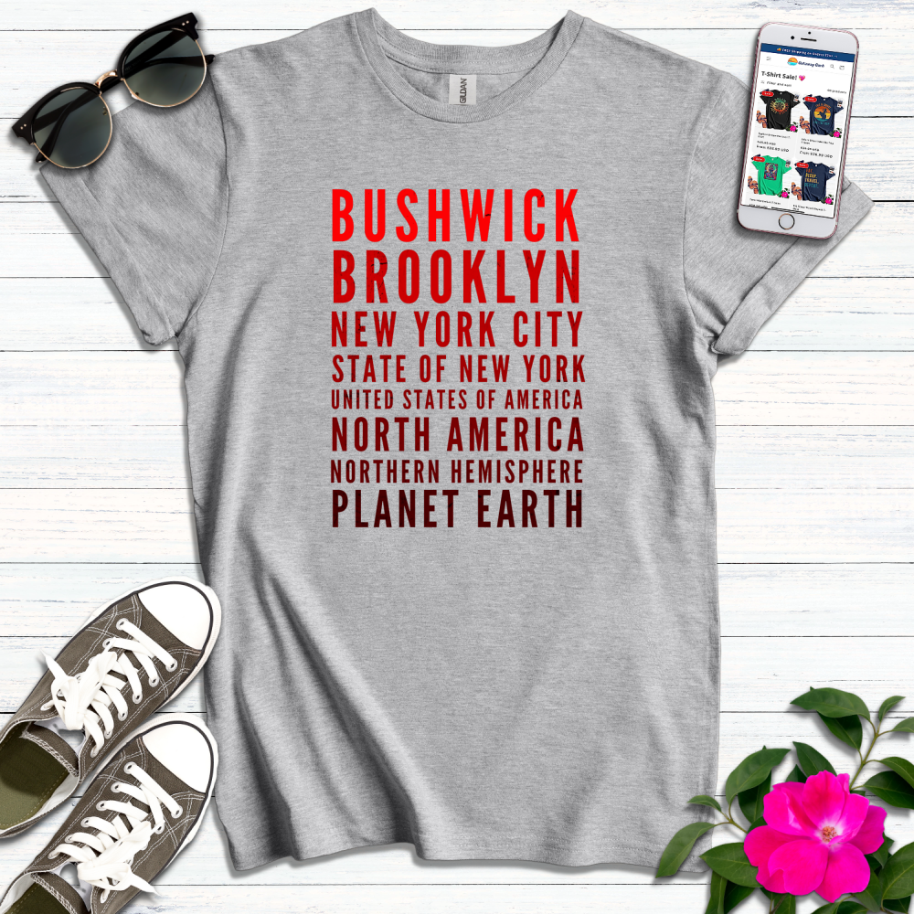 Bushwick Brooklyn Red Gradient T-Shirt