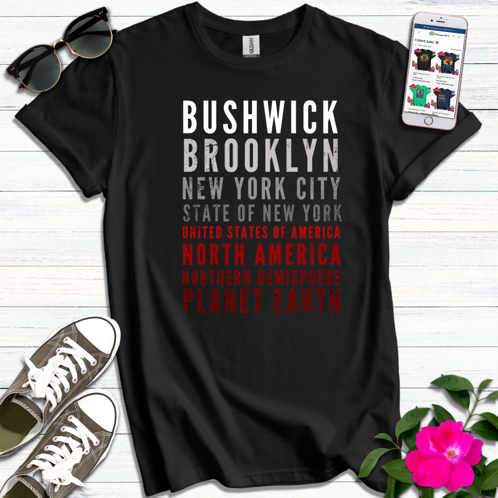 Bushwick Distressed Red-White T-Shirt