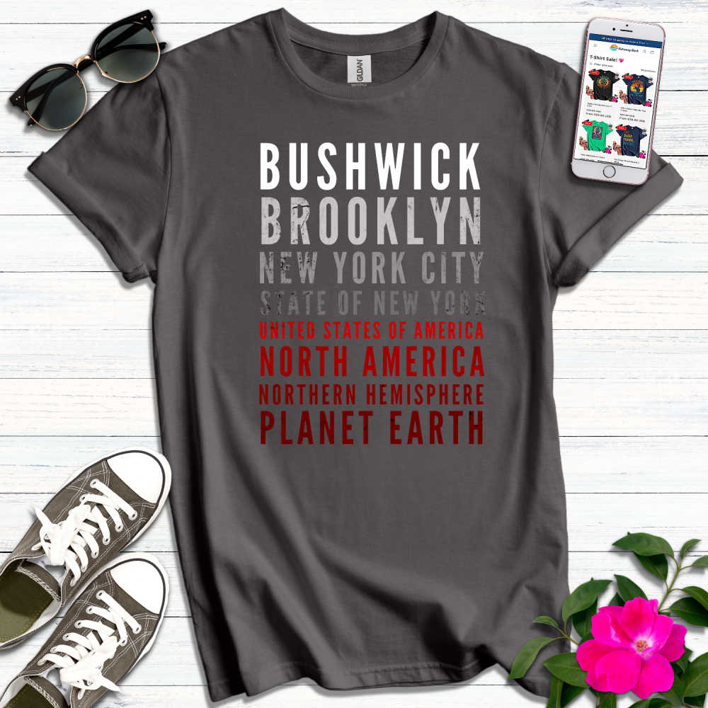 Bushwick Distressed Red-White T-Shirt