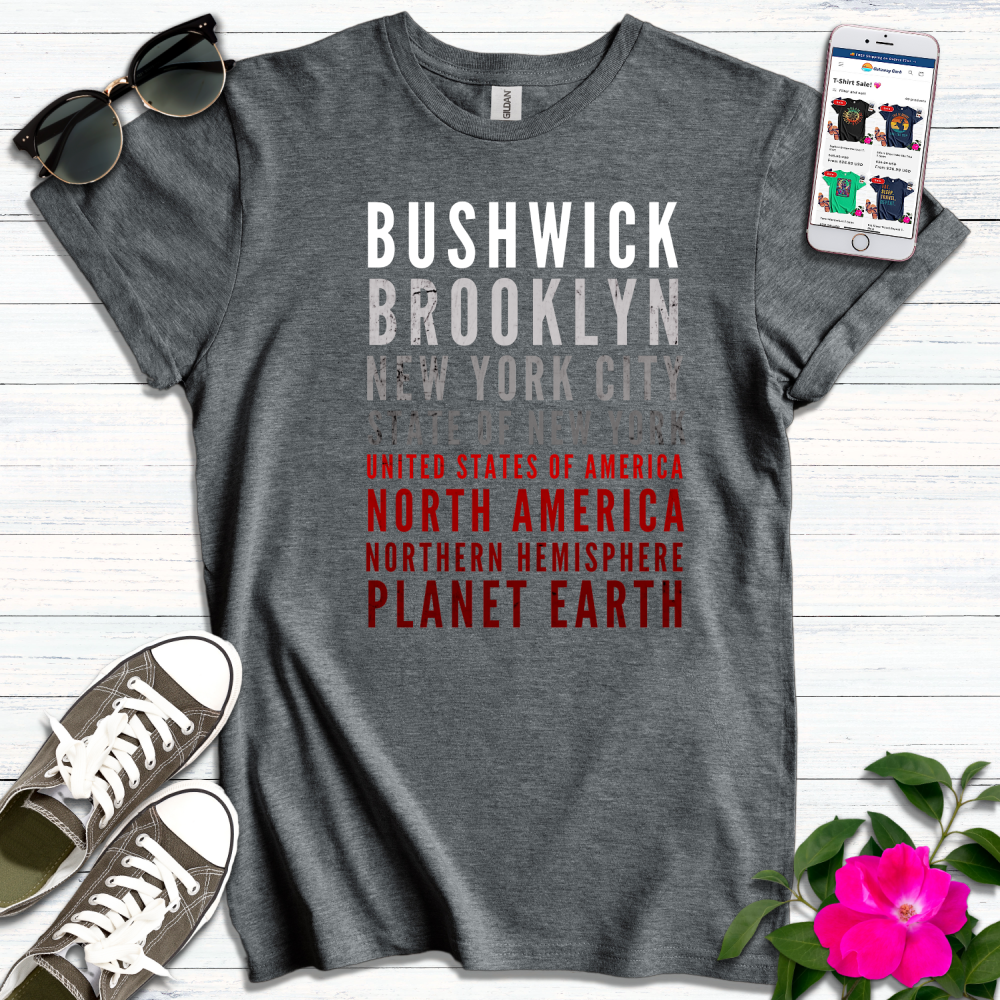 Bushwick Distressed Red-White T-Shirt