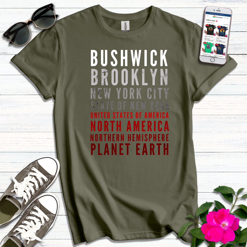 Bushwick Distressed Red-White T-Shirt