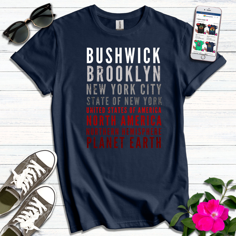 Bushwick Distressed Red-White T-Shirt